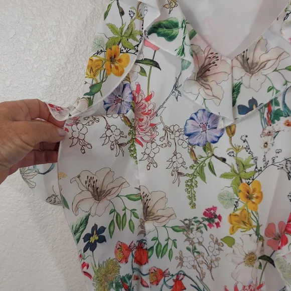 NWOT Parker New York Sangria Cold Shoulder Floral Ruffle Dress  S - Picture 8 of 16